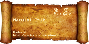 Matulai Erik névjegykártya